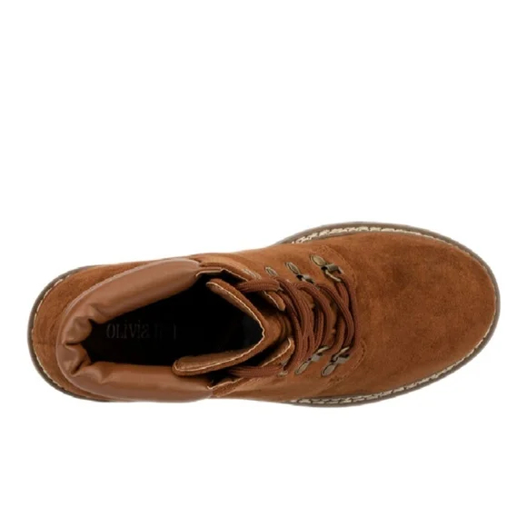 New! Olivia Miller Alice Platform Womens 10 Brown Lace-Up Boots - Picture 4 of 5